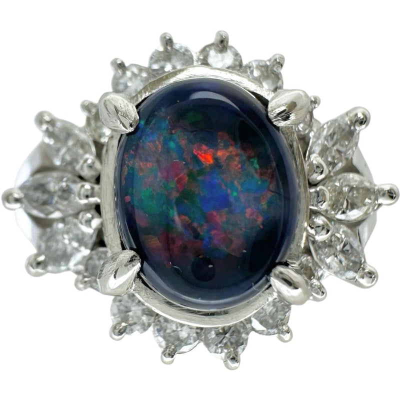 13.5号 ブラックオパール 1.20ct ダイヤモンド 0.68ct リング・指輪 