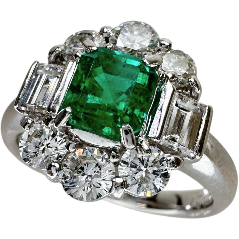 13号 エメラルド 0.89ct ダイヤモンド 1.21ct リング・指輪 Pt900 