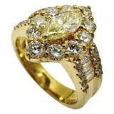 Ring, size 12, with a 0.541ct central diamond (estimated LY-SI1) and 1.21ct total surrounding diamonds, in K18 yellow gold (18K), 7.6g. For women.
【Used】【Makoto Shichiten】【NN】

【TDDT】