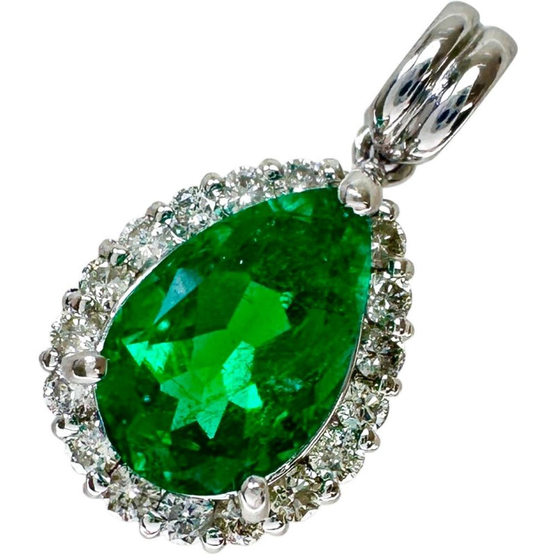エメラルド 1.36ct ダイヤモンド 0.30ct ペンダントトップ Pt900 