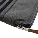 【HERMES/爱马仕】 Foultout Purse PM 两折钱包 帆布 灰色/黑色 女士【中古】【真子质店】【BL】