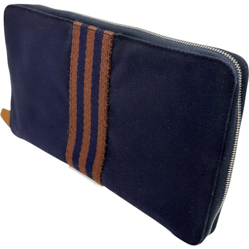 HERMESエルメス/ラウンドファスナー財布フールトゥ パースPM紺キャンバス HERMES/エルメス】 フールトゥ パースGM 長財布 キャンバス ネイビー