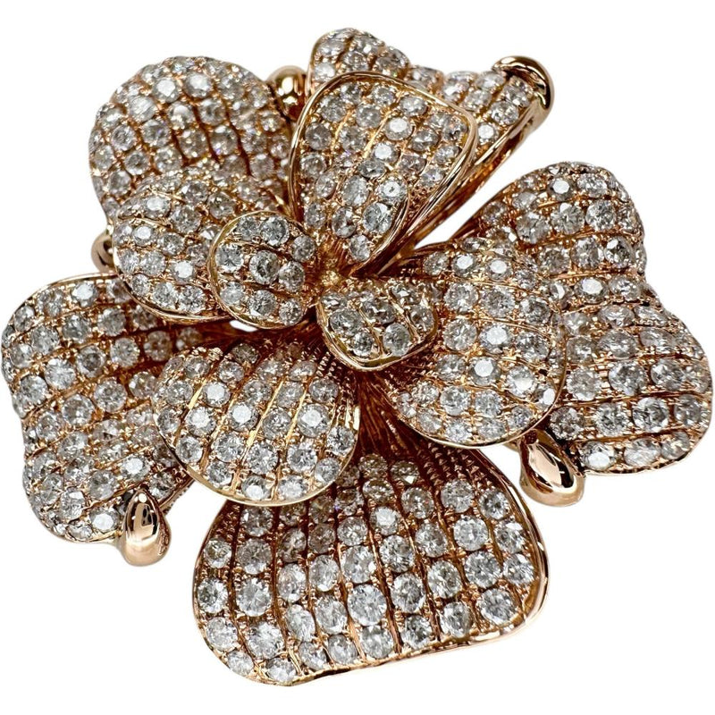 花モチーフ ダイヤモンド 9.70ct ブローチ K18ゴールド 18金 35.2g