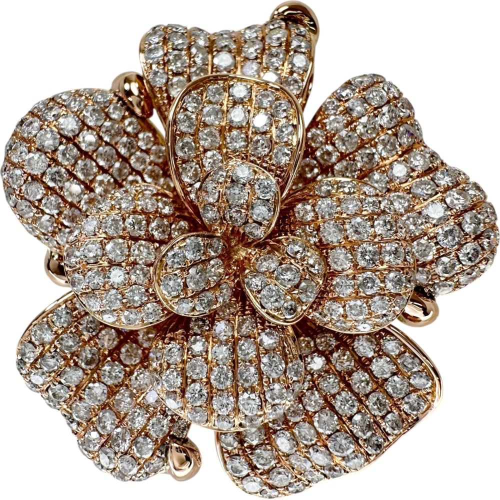花モチーフ ダイヤモンド 9.70ct ブローチ K18ゴールド 18金 35.2g