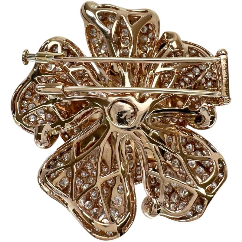花モチーフ ダイヤモンド 9.70ct ブローチ K18ゴールド 18金 35.2g