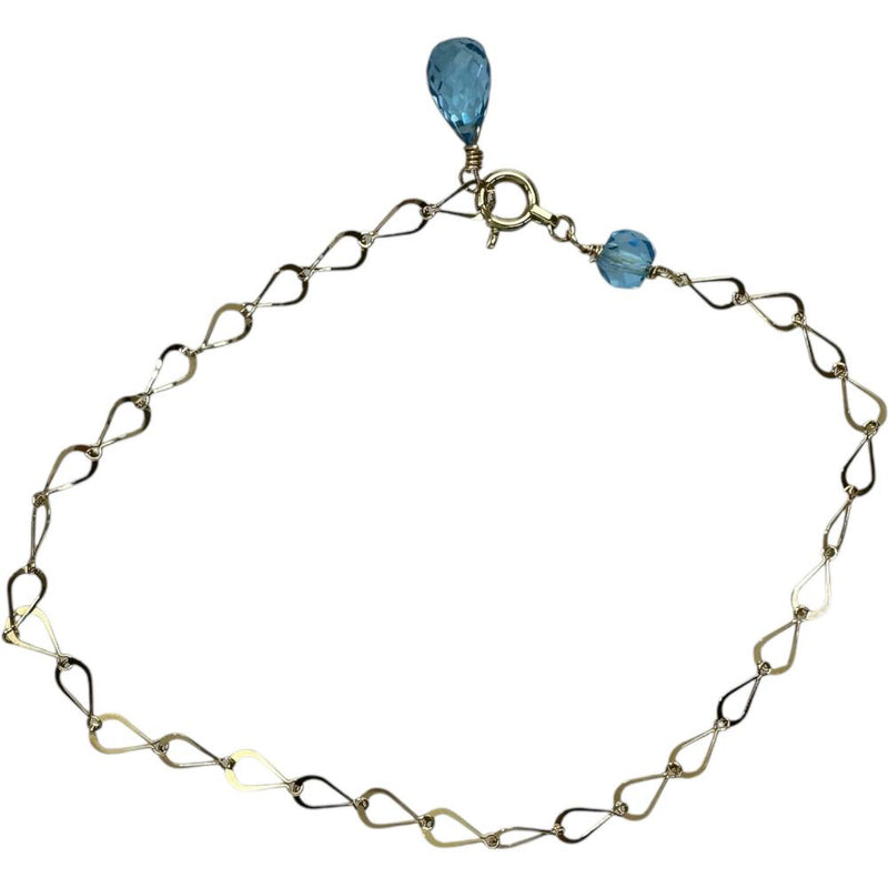 まま　　 美品　18k ゴールド ブレスレット　ブルートパーズの石付き ブルートパーズ ブレスレット K18ゴールド 18金 1.1g 17.5cm