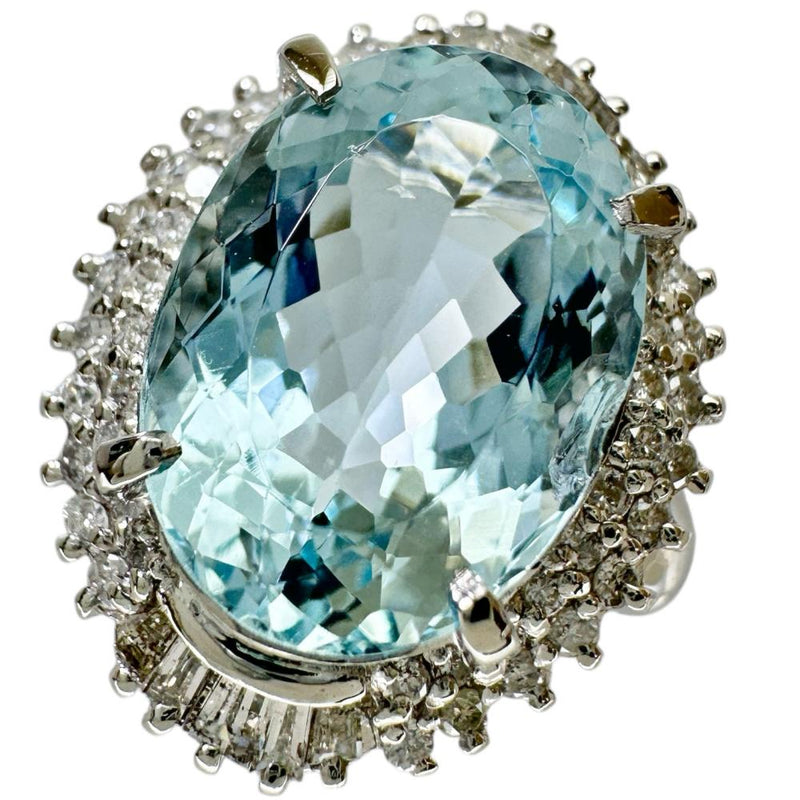 9.5号 アクアマリン 5.28ct ダイヤモンド 0.61ct リング・指輪 Pt900 
