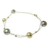 Pearl (5 beads), 6.8mm - 8.0mm, Bracelet, K18 Gold, 3.8g, 16cm, Ladies
[Used] [Makoto Shichiten] [NN]

[IMaT]