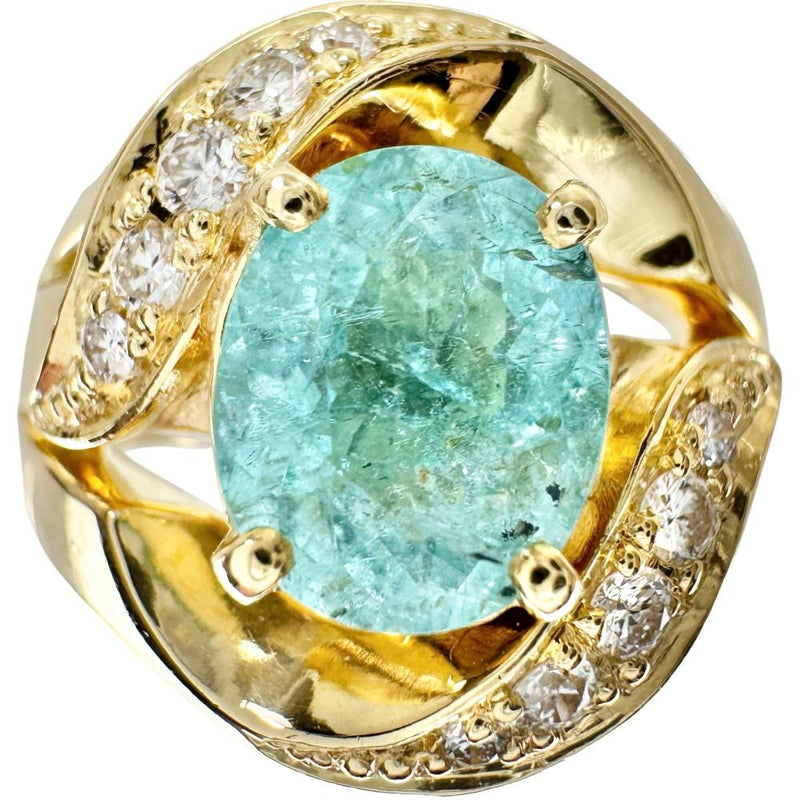 13.5号 パライバトルマリン 1.52ct ダイヤモンド リング・指輪 K18