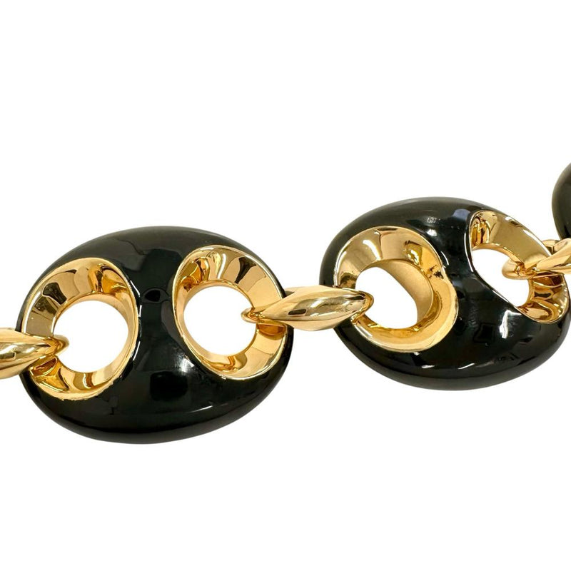GUCCIグッチマリナチェーンフープピアスブラックゴールド GUCCI】 Marina Chain Necklace GP 273.7g 44cm Black x Gold Women's