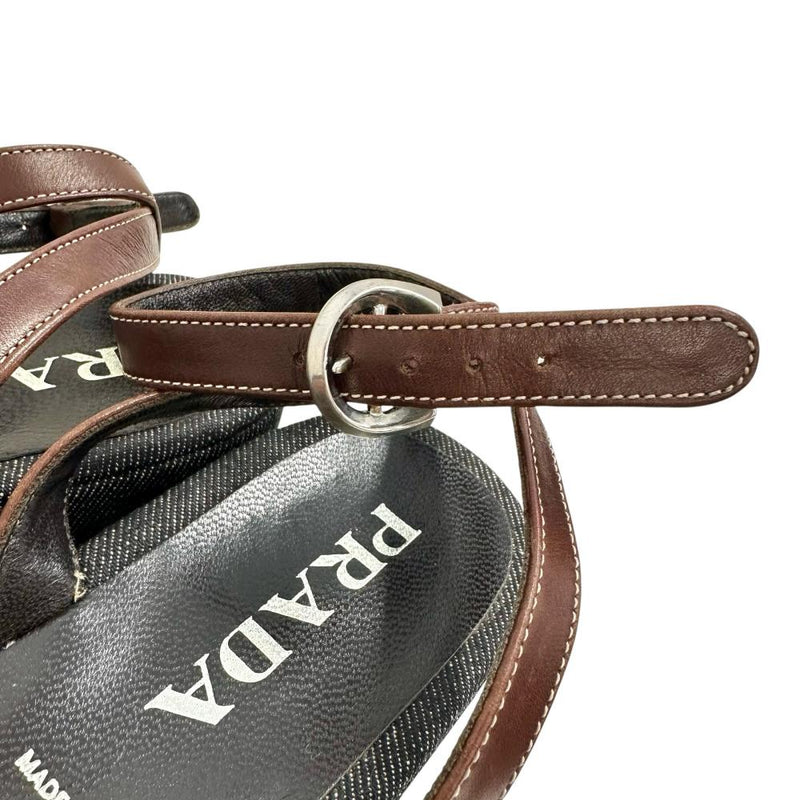 PRADA/プラダ】 ウェッジソール デニム サンダル ブラック レディース