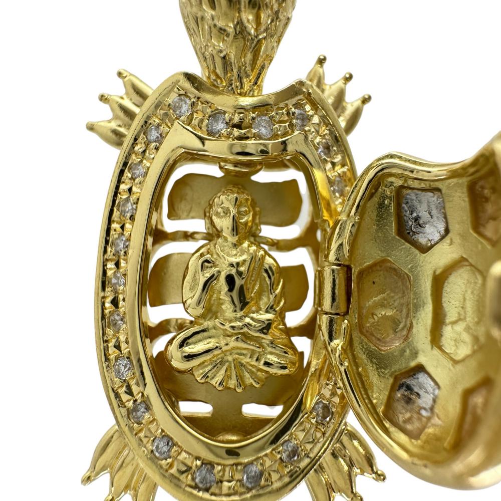 亀モチーフ 仏像モチーフ ダイヤモンド 0.16ct ペンダントトップ K18