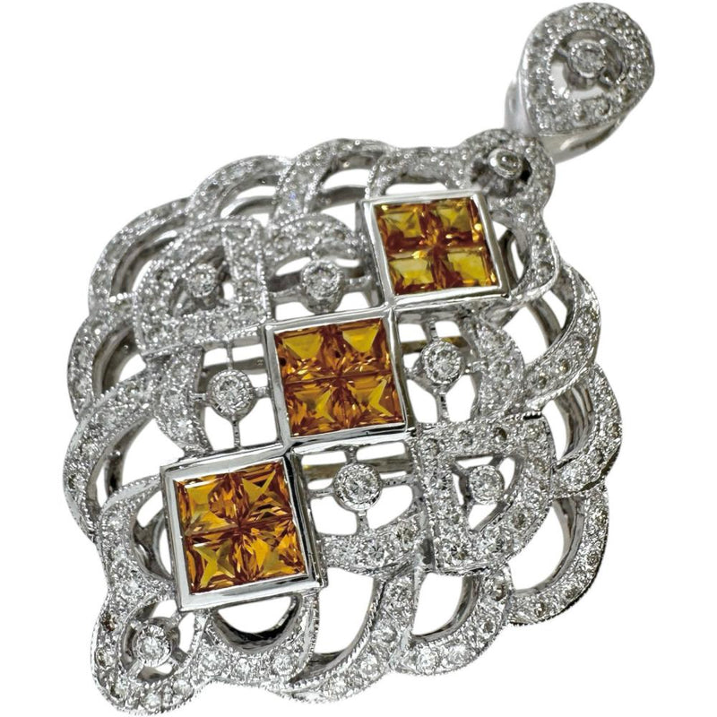 イエローサファイア 2.11ct ダイヤモンド 0.92ct ペンダントトップ