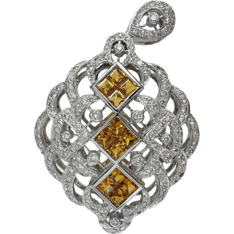 イエローサファイア 2.11ct ダイヤモンド 0.92ct ペンダントトップ