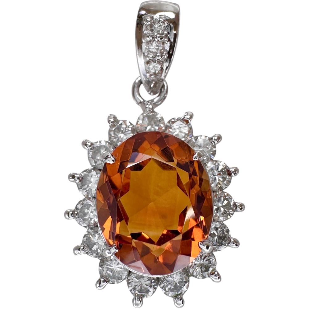プラチナ900 ダイヤモンド ペンダントトップ シトリン ダイヤモンド 0.75ct ペンダントトップ Pt900プラチナ 4.4g