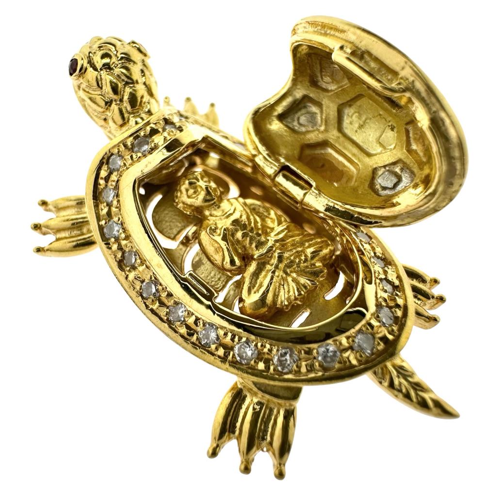 亀モチーフ ダイヤモンド 計0.24ct ペンダントトップ K18ゴールド 18金