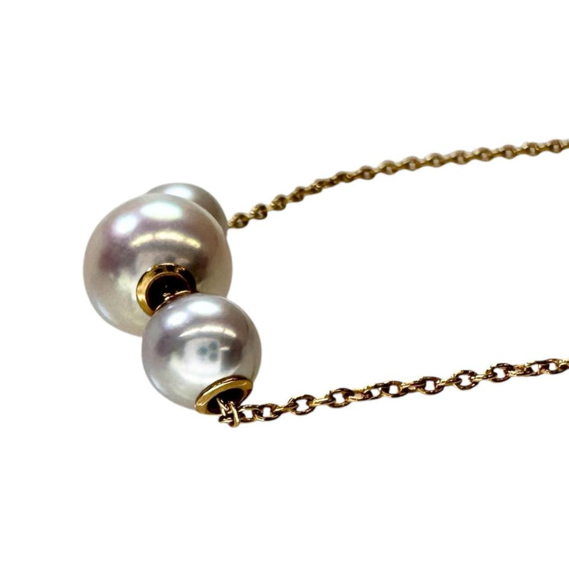K18/ゴールデン✨ミキモト Mチャーム 現行 あこやパール ネックレス テリ強 MIKIMOTO/ミキモト】 Mチャーム付 アコヤパール/真珠5.5～7.6mm