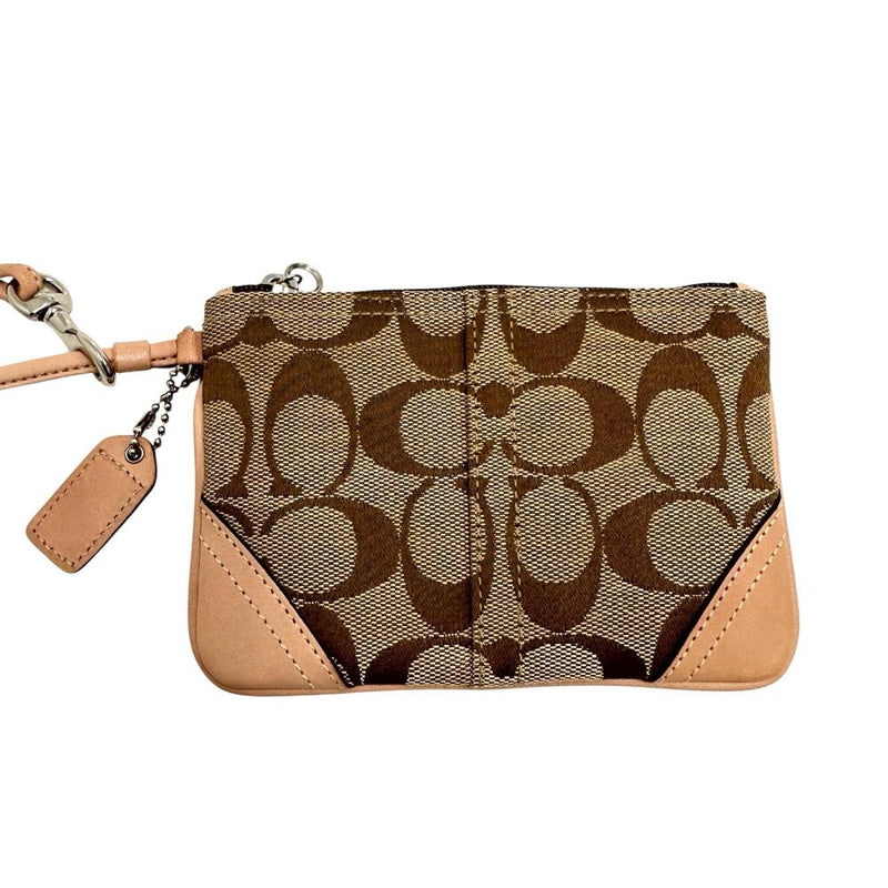 COACH/コーチ】 シグネチャー ポーチ キャンバス/レザー ベージュ