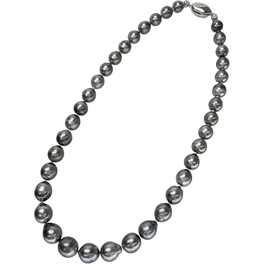 黒蝶パール9.3～11.8mm ネックレス シルバー 70.7g 47cm レディース