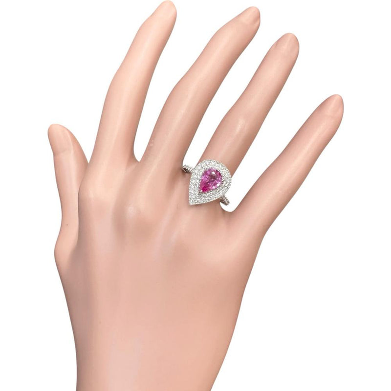 14号 非加熱ピンクサファイア 1.29ct ダイヤモンド 0.52ct リング