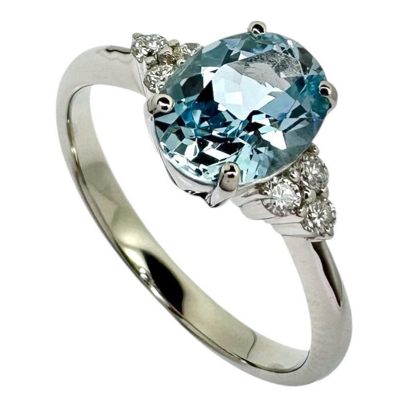 12号 アクアマリン 0.98ct ダイヤモンド 計0.10ct リング・指輪 Pt950