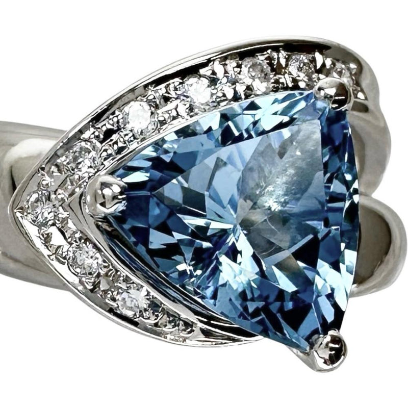 11.5号 アクアマリン(サンタマリアカラー) 2.59ct ダイヤモンド 0.12ct