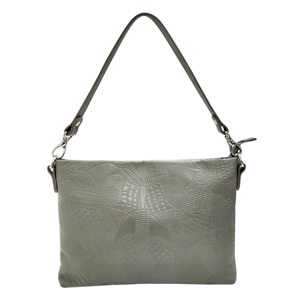 美品⭐︎HAMANO 本革 ワンショルダーバッグ ミニポーチ2way HAMANO/ハマノ】 2way ワンショルダー ショルダーバッグ レザー グレー