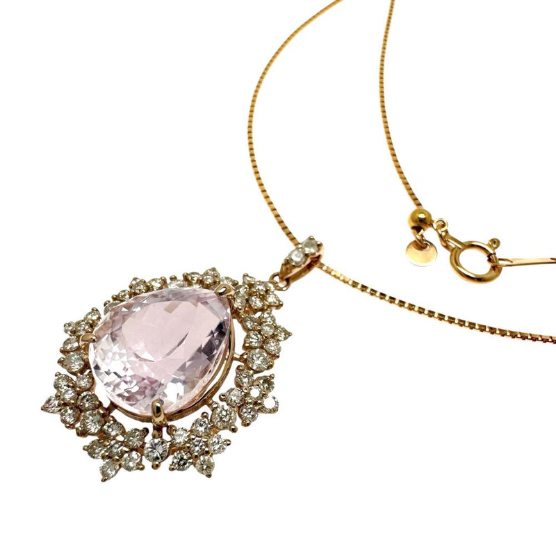 クンツァイト 5.31ct ダイヤモンド 計0.95ct ネックレス K18PGピンク 