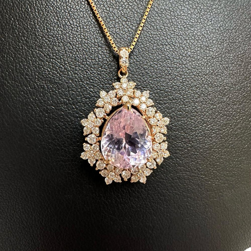 クンツァイト 5.31ct ダイヤモンド 計0.95ct ネックレス K18PGピンク 