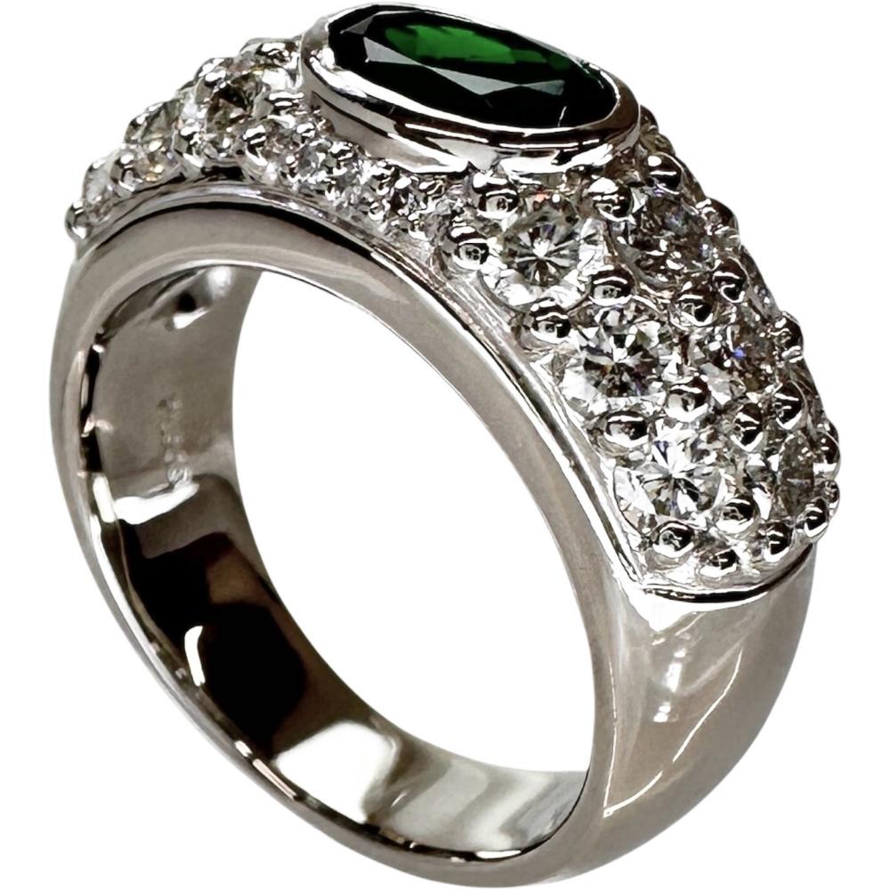 13号 グリーングロシュラーガーネット 1.18ct ダイヤモンド 1.75ct