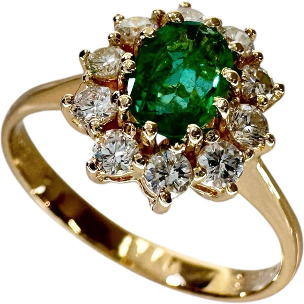 9号 フラワーモチーフ エメラルド 0.48ct ダイヤモンド 0.29ct リング
