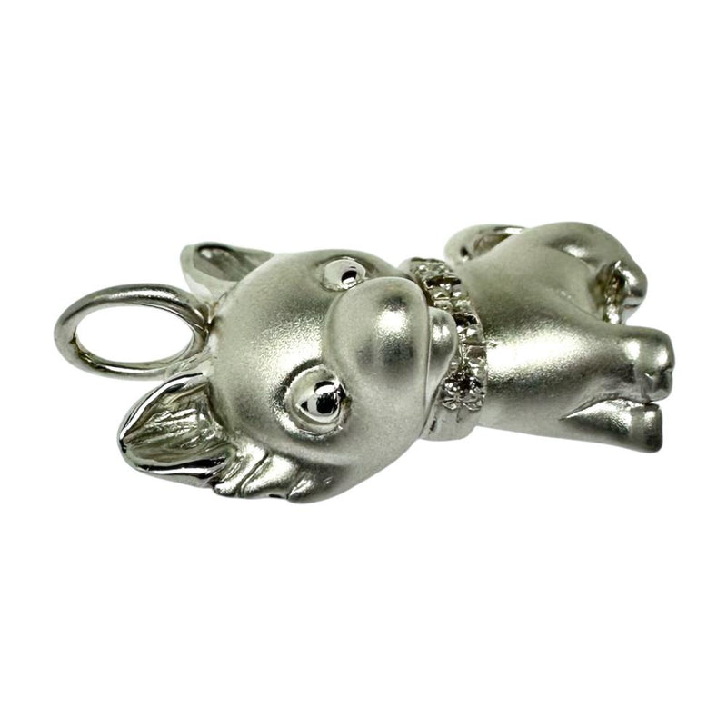 犬モチーフ ダイヤモンド 計0.02ct ペンダントトップ K18WGホワイト