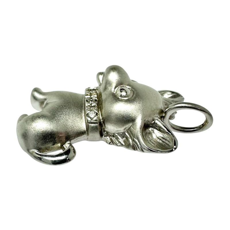 犬モチーフ ダイヤモンド 計0.02ct ペンダントトップ K18WGホワイト 