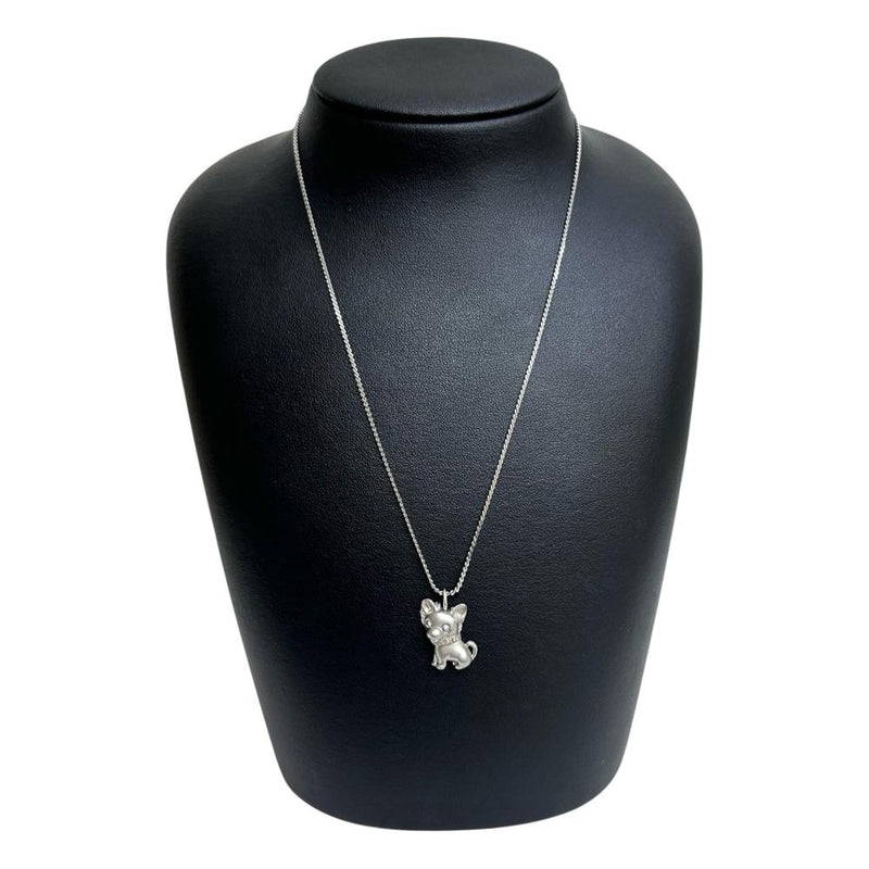 犬モチーフ ダイヤモンド 計0.02ct ペンダントトップ K18WGホワイト