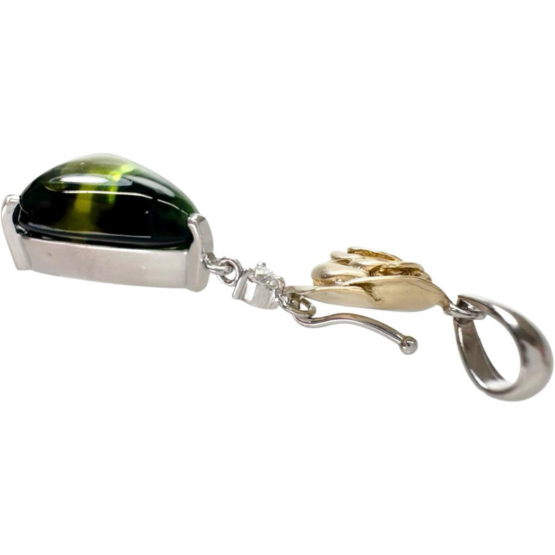 2WAY グリーントルマリン 6.432 ct ダイヤモンド 0.043ct ペンダント