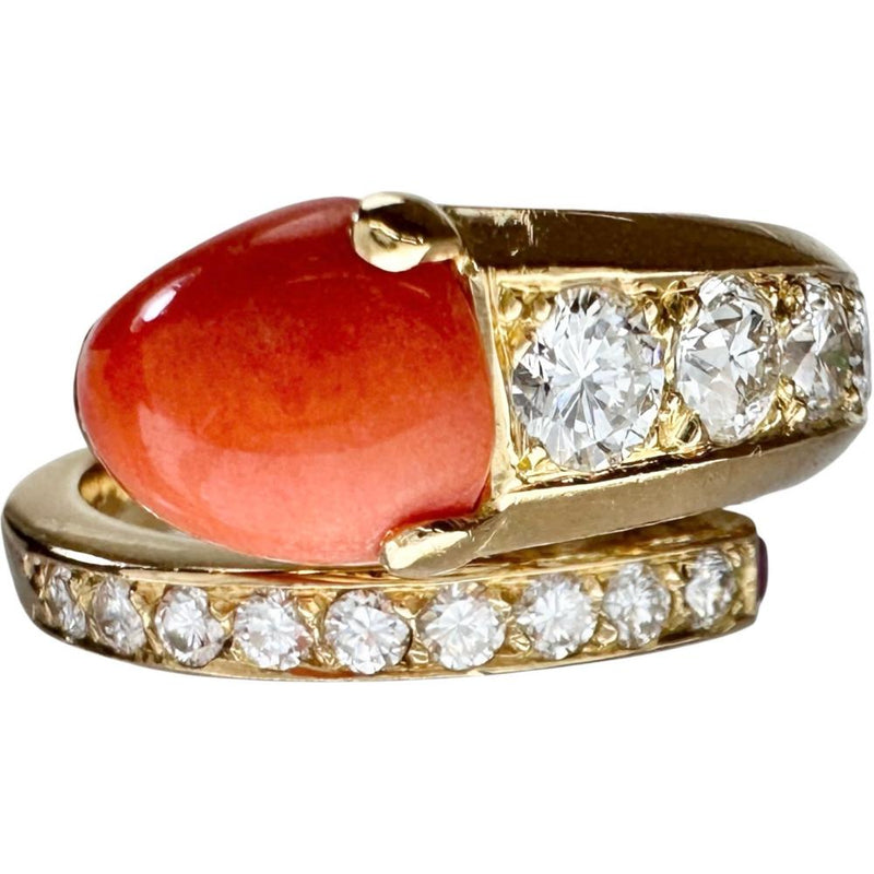 10号【CARTIER/カルティエ】 ヴィンテージ サンゴ/珊瑚 ダイヤモンド
