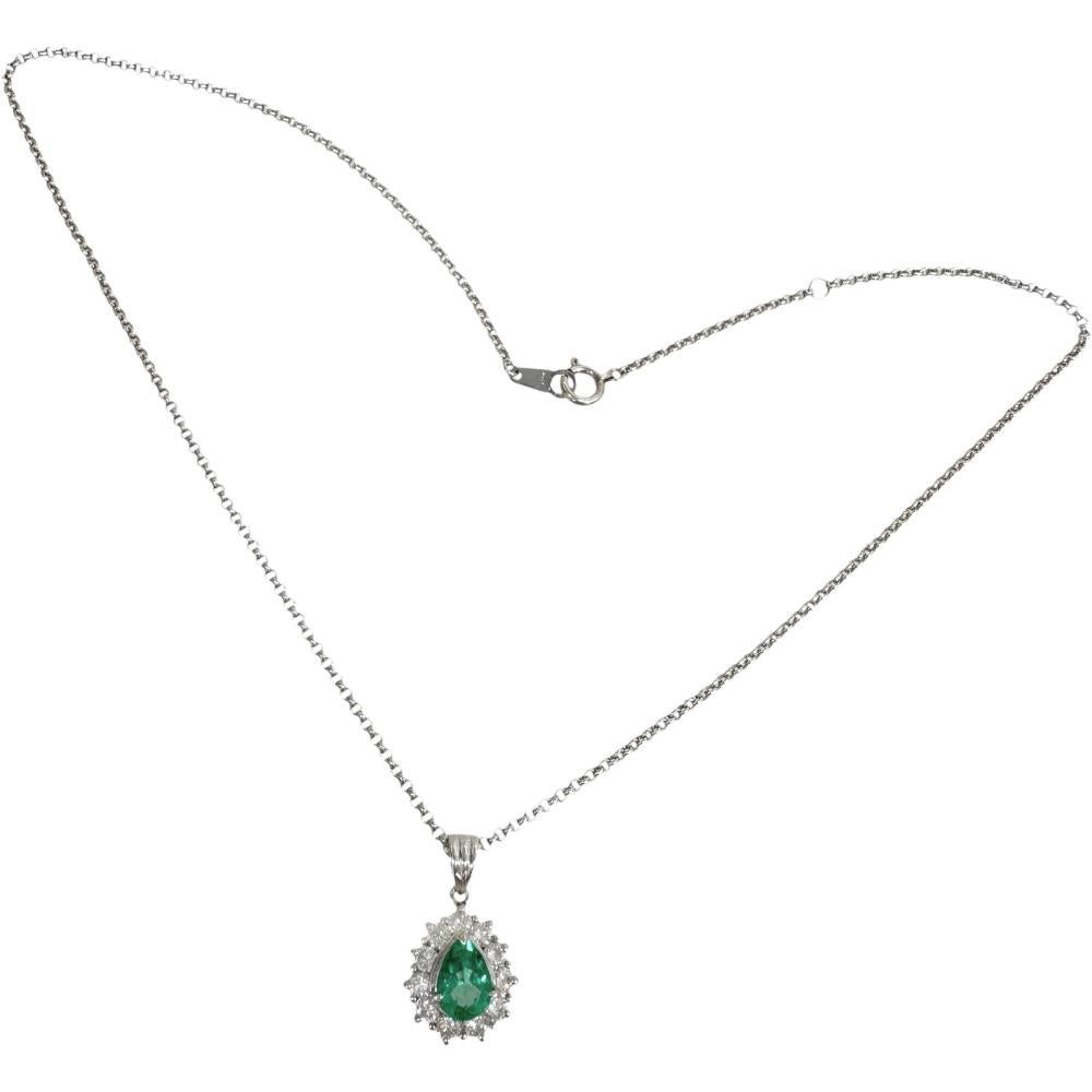 エメラルド 0.822ct ダイヤモンド 0.70ct ネックレス Pt850プラチナ