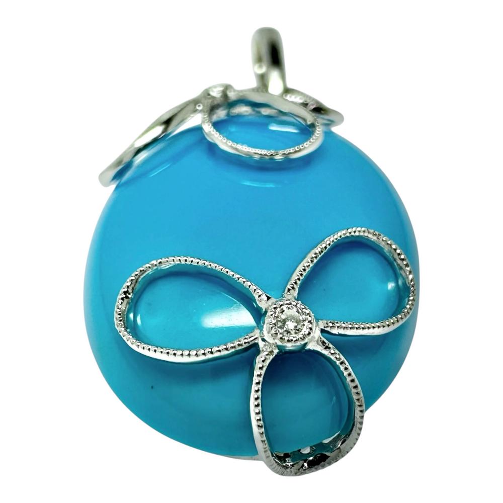 トルコ石/ターコイズ 19.49ct ダイヤモンド 計0.05ct ペンダントトップ