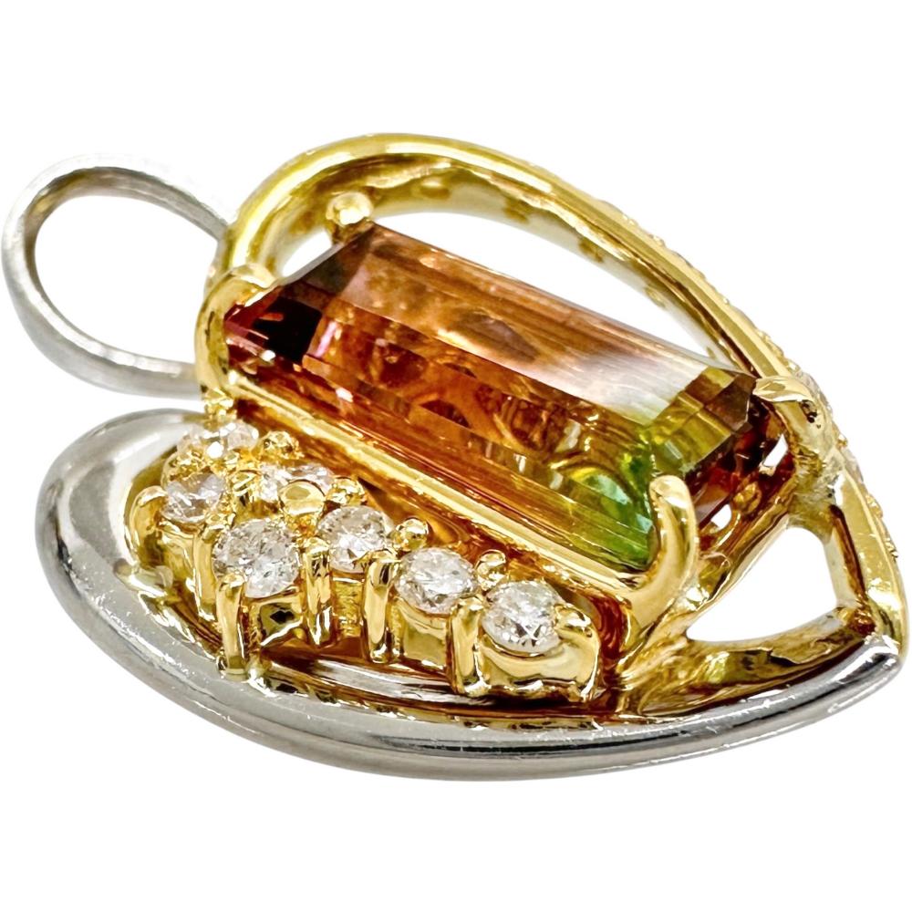 バイカラートルマリン 1.90 ct ダイヤモンド 0.29ct ペンダントトップ