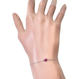 【STAR JEWELRY】 Heart Mystery Setting Ruby 0.15ct Bracelet K18WG White Gold 18K 0.9g 17.5cm Ladies