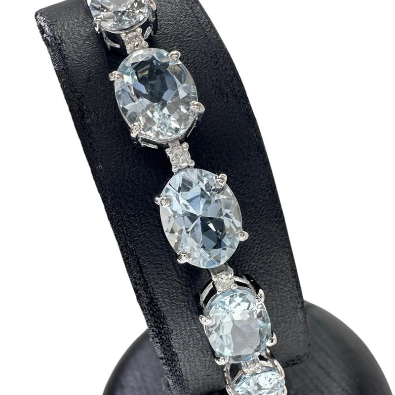 アクアマリン 15.6ct ダイヤモンド 0.28ct ブレスレット K18WGホワイト 