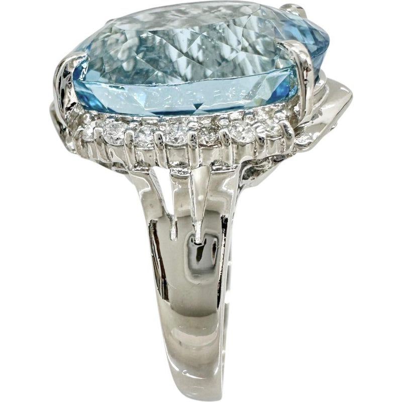 16号 アクアマリン 14.7ct ダイヤモンド 0.28ct リング・指輪 Pt900