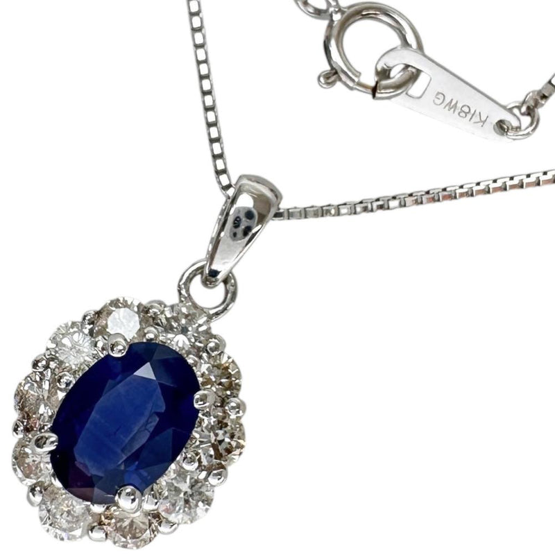 サファイア 0.80ct ダイヤモンド 0.50ct ネックレス K18WGホワイト