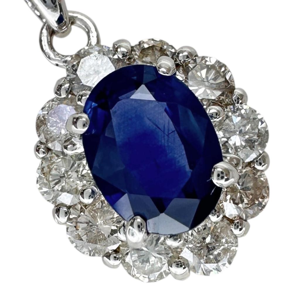 サファイア 0.80ct ダイヤモンド 0.50ct ネックレス K18WGホワイト