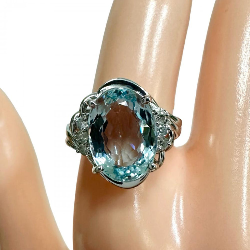 11.5号 アクアマリン 3.69ct ダイヤモンド 計0.12ct リング・指輪 