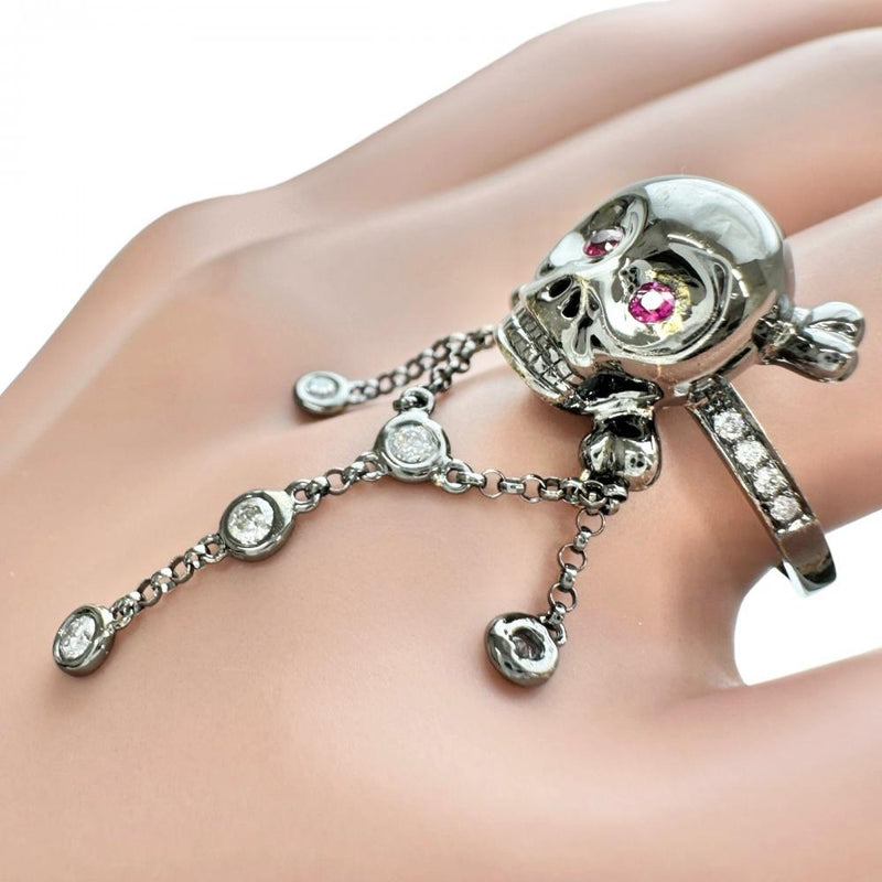 11.5号 スカルモチーフ ルビー 0.06ct ダイヤモンド 0.19ct リング