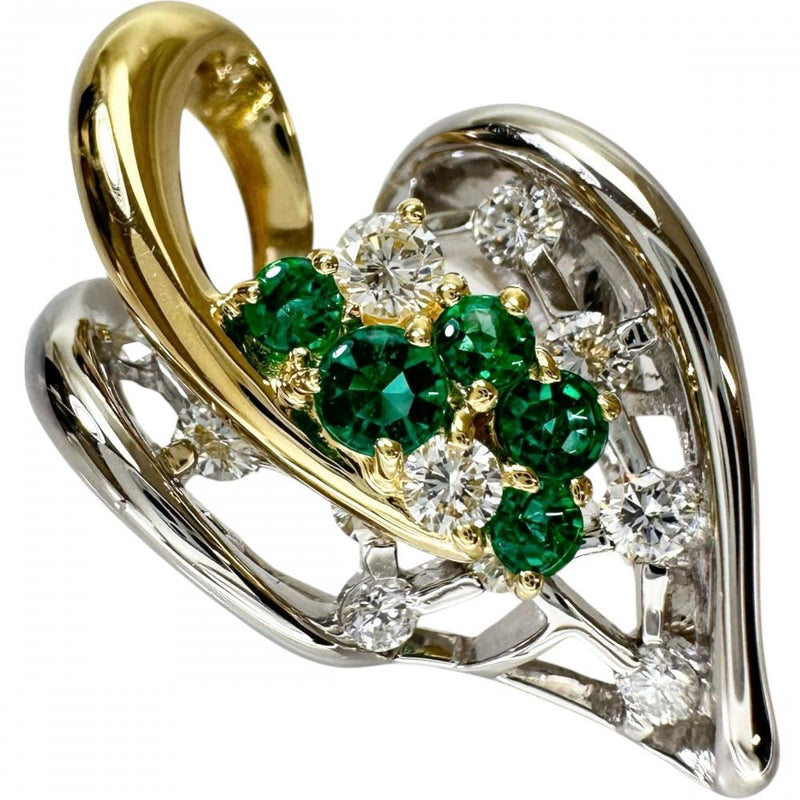 ハートモチーフ エメラルド 0.36ct ダイヤモンド 0.90ct ペンダント