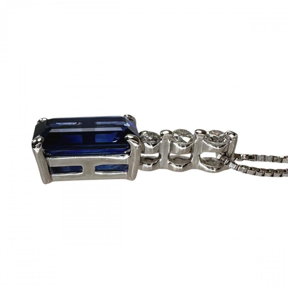 サファイア 2.12ct ダイヤモンド 0.15ct ネックレス K18WGホワイト