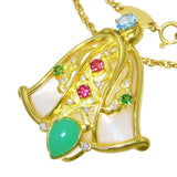 ★★最終特価品 BIBLE(バイブルシリーズ) ベルモチーフ/鐘 ブローチ兼用 シェル 16.00ct ダイヤモンド 計0.17ct クリソプレーズ/ブルートパーズ/ピンクトルマリン/ガーネット ネックレス K18ゴールド 18金 23.4g 54cm レディース
【中古】【真子質店】【NN】




【IMoDx】