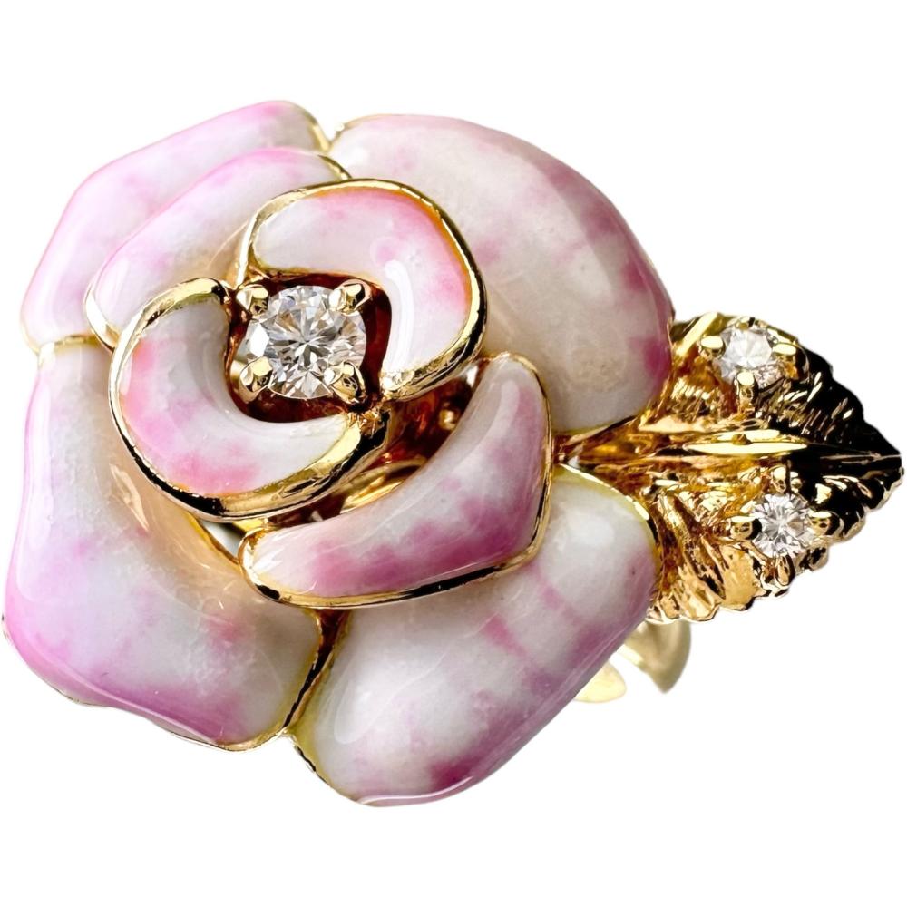 14号【MIKIMOTO/ミキモト】 七宝/バラモチーフ ダイヤモンド 0.10ct